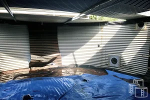 Fire water tank cleaning in progress