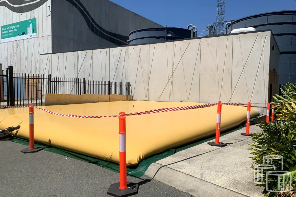 flexible portable water storage tank deployed on site