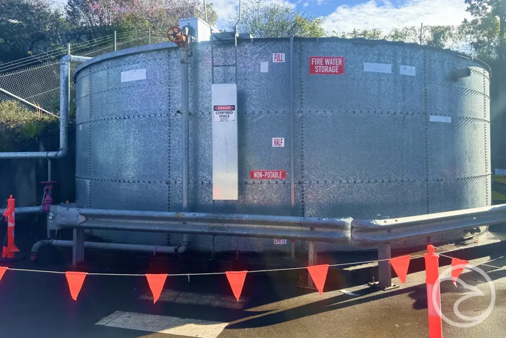 Inspection of large fire water tanks for fire protection systems