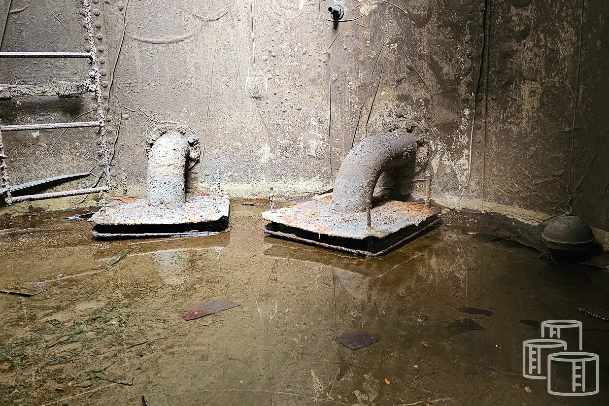 High-pressure cleaning to remove sediment inside a water storage tank